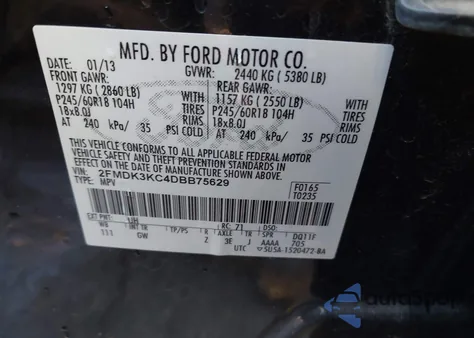 2013 Ford Edge Limited from USA, damaged, VIN 2FMDK3KC4DBB75629